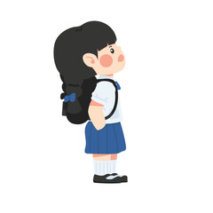 Fototapeta premium Kid girl standing with looking up
