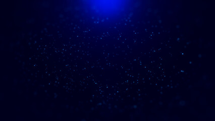 Abstract scene featuring blue light and glowing bokeh dots, with soft particles floating in a cosmic, dreamy atmosphere, evoking a serene and futuristic feeling