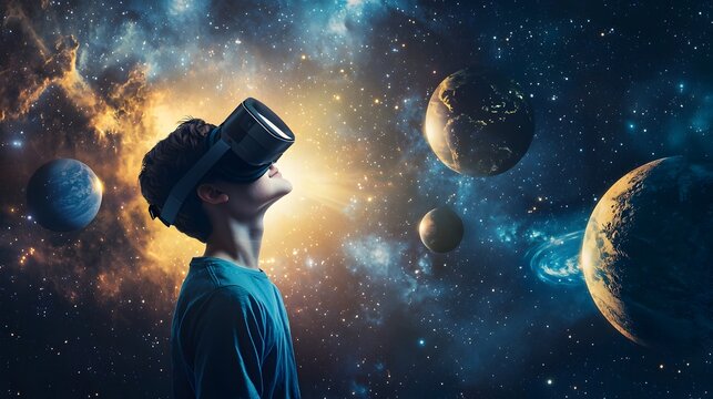 VR Classroom in Outer Space Students Exploring the Wonders of the Solar System