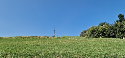 velka javorina the peak of mountain bile karpaty transmitter and surrounding meadow and forests...
