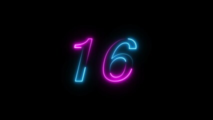 Glowing neon Countdown text number illustration.