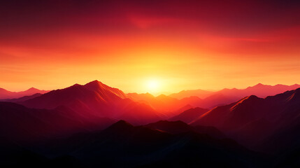 Fototapeta premium Serene sunset over majestic mountains a breathtaking landscape captured in vibrant colors and textures perfect for nature enthusiasts and travelers alike