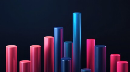 Colorful 3D Bar Graph on Dark Background