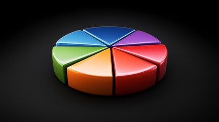 Obraz premium Colorful 3D Pie Chart on Black Background