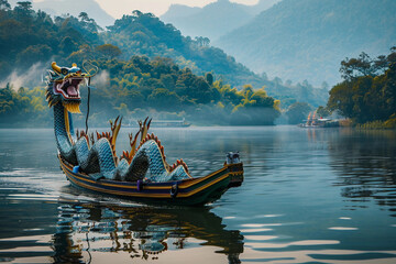 Obraz premium Beautiful greeting card with holiday composition for celebrate chinese dragon boat festival