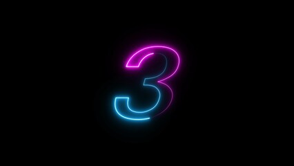Glowing neon Countdown text number illustration.