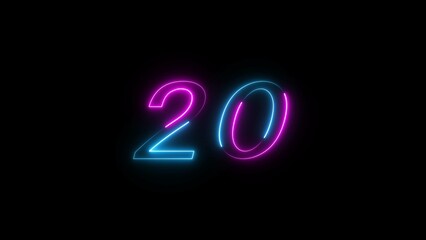 Glowing neon Countdown text number illustration.