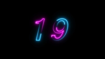 Glowing neon Countdown text number illustration.