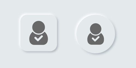 Approved solid icon in neomorphic design style. Confirm signs vector illustration.