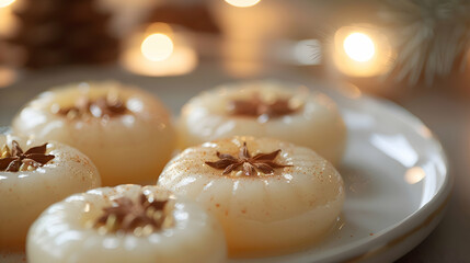 A close-up of milk peda with a dusting of cardamom