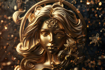 Astrological composition with concept of Virgo zodiac sign symbol