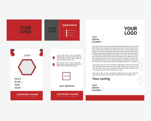 Brand identity three type design business card and id card or letterhead design