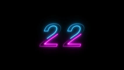Glowing neon Countdown text number illustration.