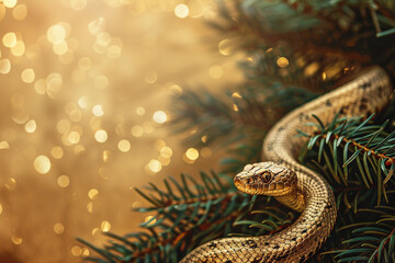 Fototapeta premium Beautiful greeting card with holiday composition for happy and joy celebrate New Year