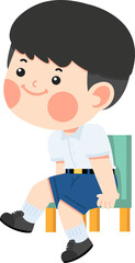 Fototapeta premium Kid boy sitting on the chair