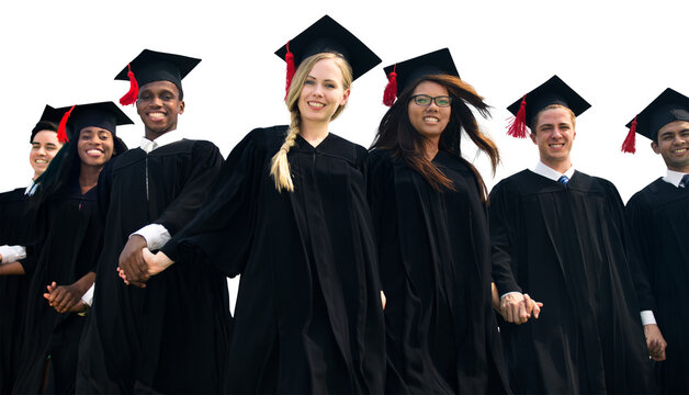 Png happy graduating students sticker, transparent background
