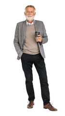 Senior businessman png clipart, full body portrait, transparent background © Rawpixel.com