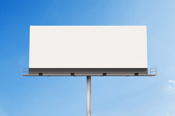 Obraz premium Outdoor billboard on blue sky background with white background mock up