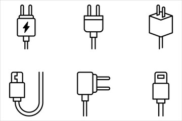 mobile charger Flat icon set. vector illustration on white background