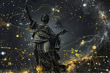 Astrological composition with empty starry sky for zodiac sign symbol