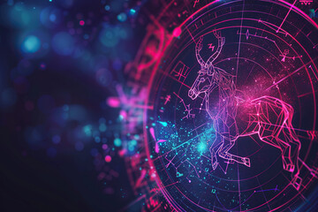 Astrological composition with concept of Horse zodiac sign symbol