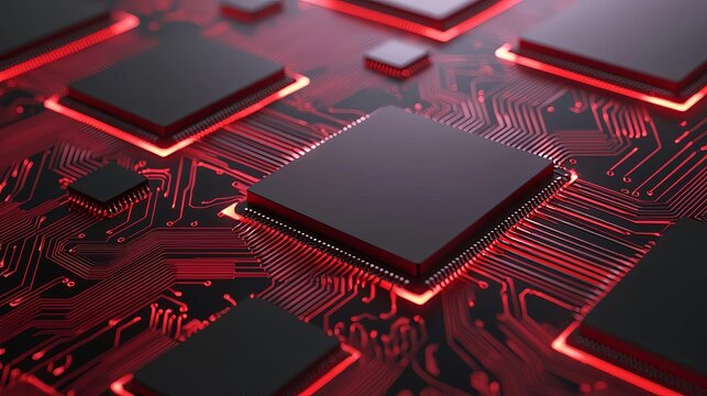 GPU cores glowing, rapid data pulses, 3D illustration