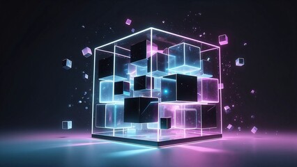 Glowing floating cubes
