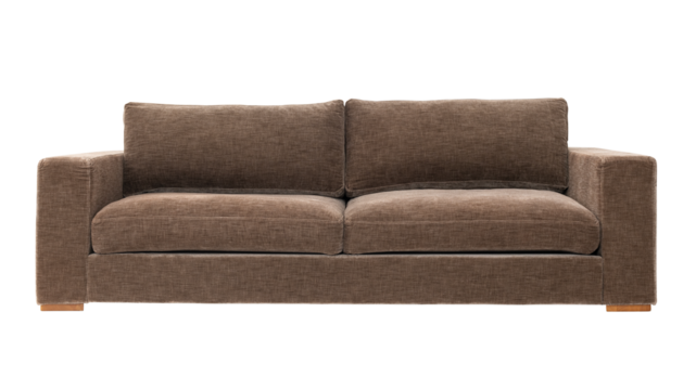 Modern velvet sofa png mockup living room furniture