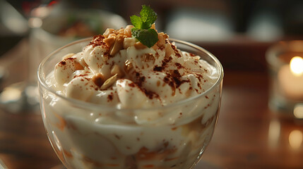A close-up of rabri with a dusting of cardamom