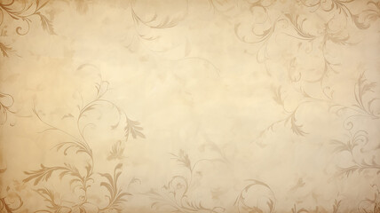 soft pastel color beige background parchment with a thin barely noticeable floral ornament, wallpaper copy space, vintage design