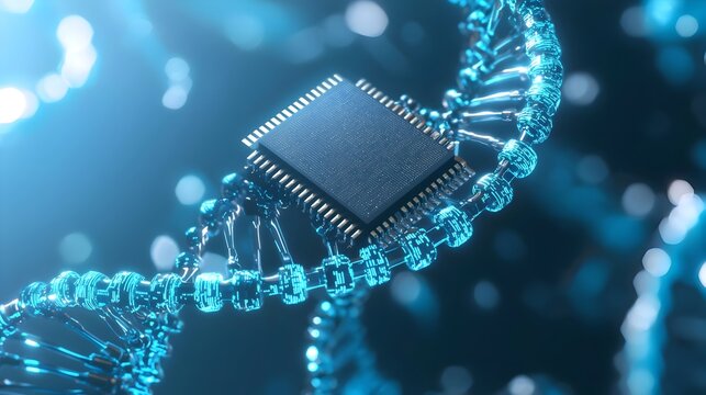 Digital Technology Integrating with Genetic Data Storage   DNA Data Storage Concept
