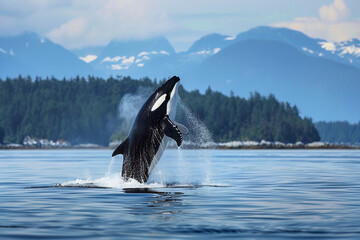 Obraz premium Fantastically beautiful majestic huge whale in ocean