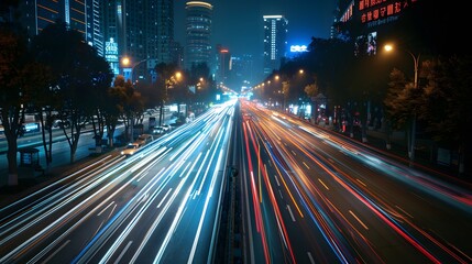 Naklejka premium Abstract speed technology background with Hong Kong City night scenes