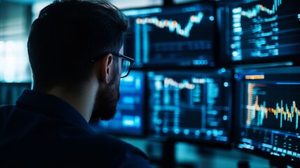 Data Analyst Monitoring Financial Charts, analyzing market trends, investment opportunities, risk assessment, data visualization, financial technology.