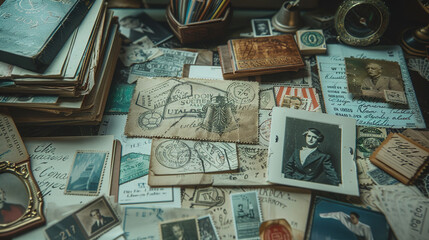 photo album,stamp,Retro, literary, fresh,