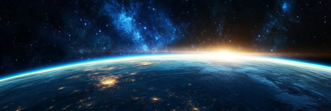 Earthrise: A Cosmic Perspective showcases our planet rising above the horizon with a vast, infinite expanse stretching beyond. The image symbolizes exploration, wonder, the fragility of Earth, the bea