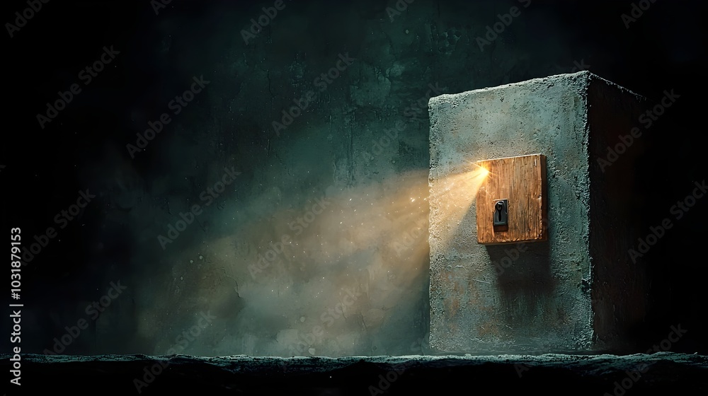 Aufkleber A locked chest emanating a striking beam of ethereal transcendent light symbolizing the hidden hope promise and unexplored potential within
