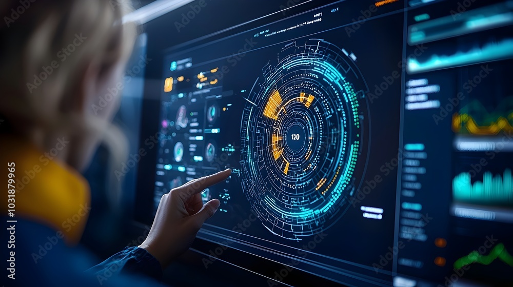 Poster advanced control room dashboard displaying real time water data and analytics for efficient environm