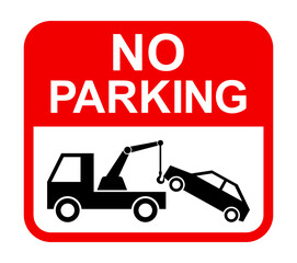 znak zakazu parkowania, holowanie samochodu