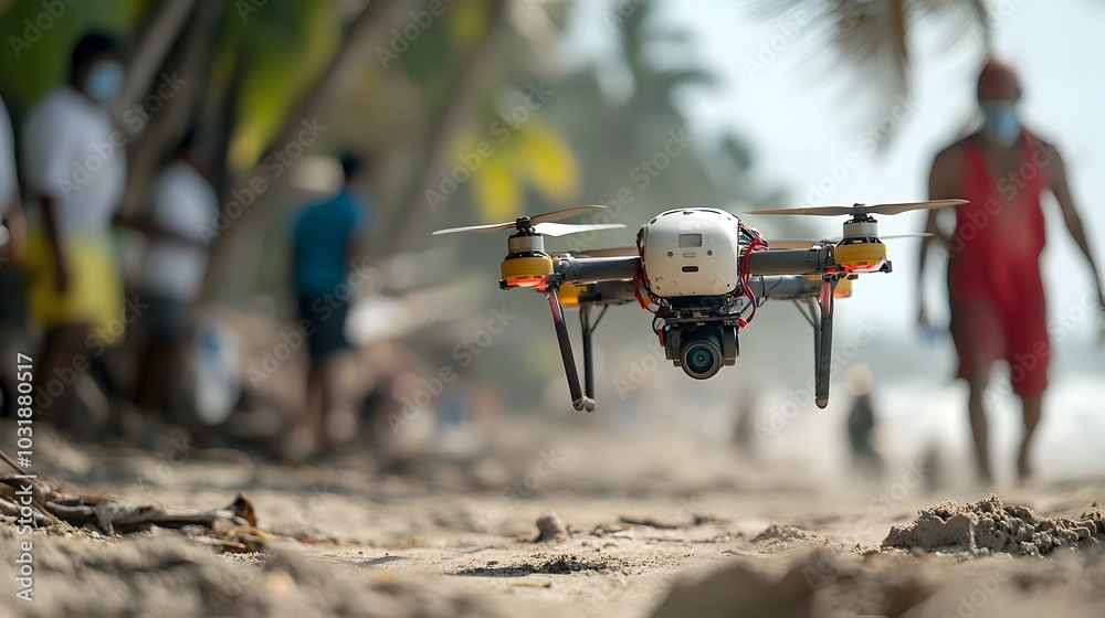 Poster aerial drone equipped with advanced environmental sensors conducting air assessment and data analysi
