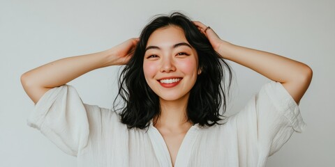 Fototapeta premium Smiling Woman With White Shirt.