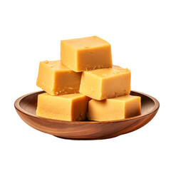 mysore pak on a wooden bowl indian food transparent background