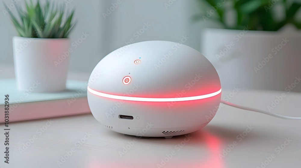 Aufkleber Blinking red error lights flashing on a smart home security hub signaling a potential system malfunction connectivity issue or security alert