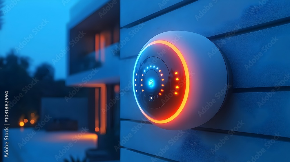 Fototapete Blinking Red Error Lights Illuminating a Smart Home Security Hub Indicating a Potential Technology Malfunction or System Issue that Requires Attention and Troubleshooting