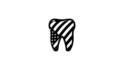 american dental Logo,tooth in usa flag, black isolated silhouette