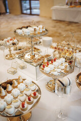 A beautiful, sweet buffet with cakes and pastries.