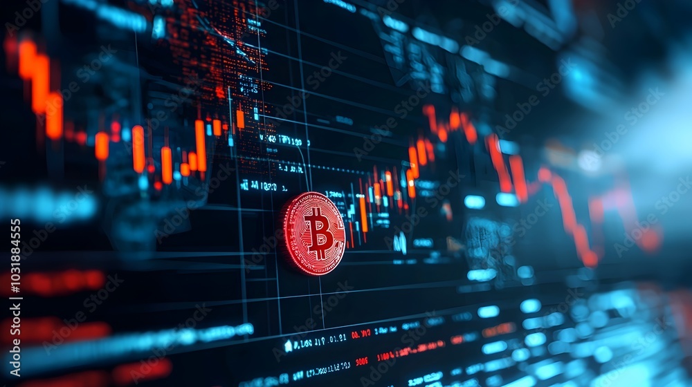Poster Captivating abstract digital wave design featuring flowing currency symbols symbolizing the dynamic and fluctuating nature of the financial market and its ever changing volatility