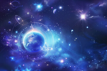 Astrological composition with empty starry sky for zodiac sign symbol