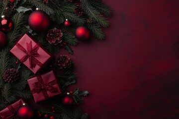 Mockup of Christmas decorations and gifts.