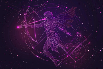 Astrological composition with Sagittarius zodiac sign symbol